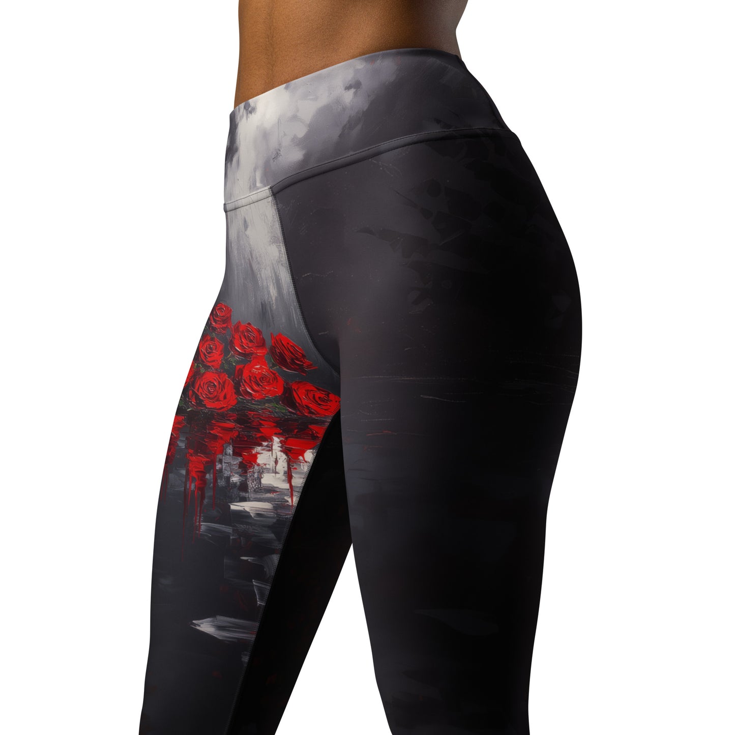 Impressionist Red Roses - Yoga Leggings