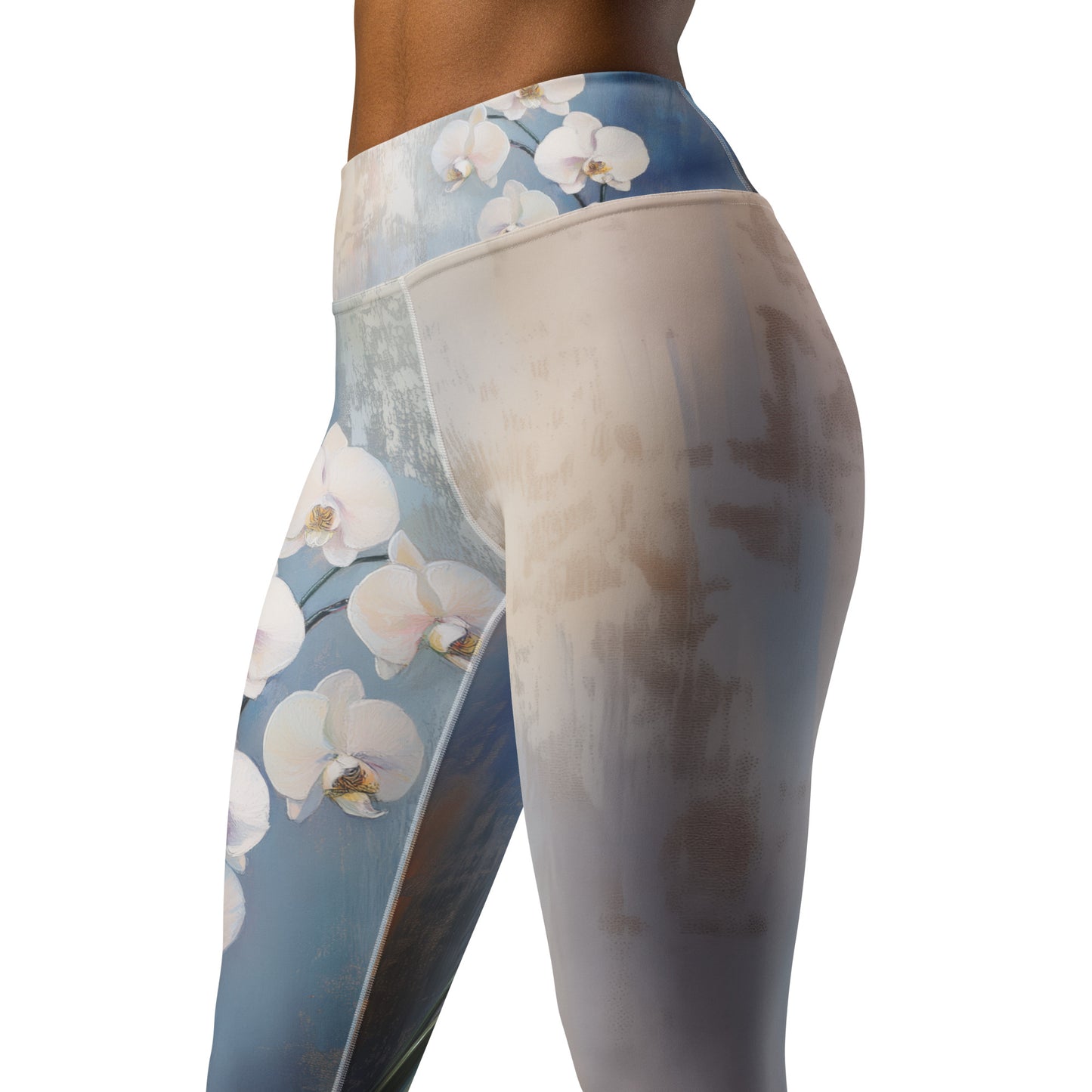 Impressionist White Orchids - Yoga Leggings