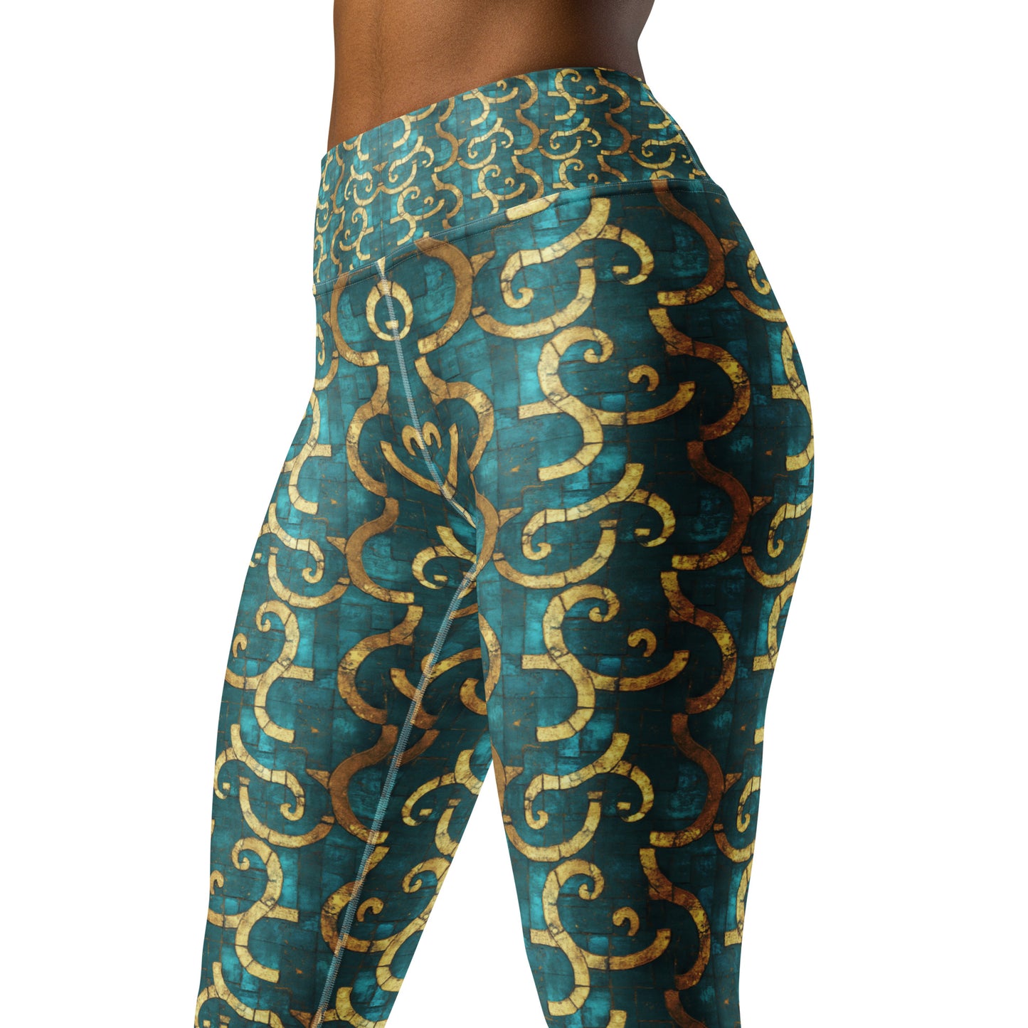 Grecian Turquoise and Gold - Yoga Leggings