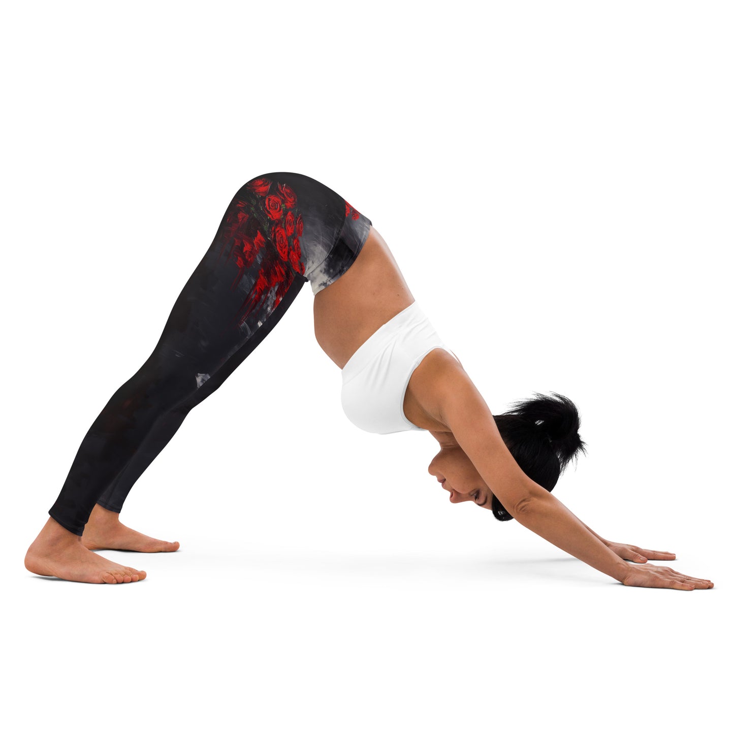 Impressionist Red Roses - Yoga Leggings