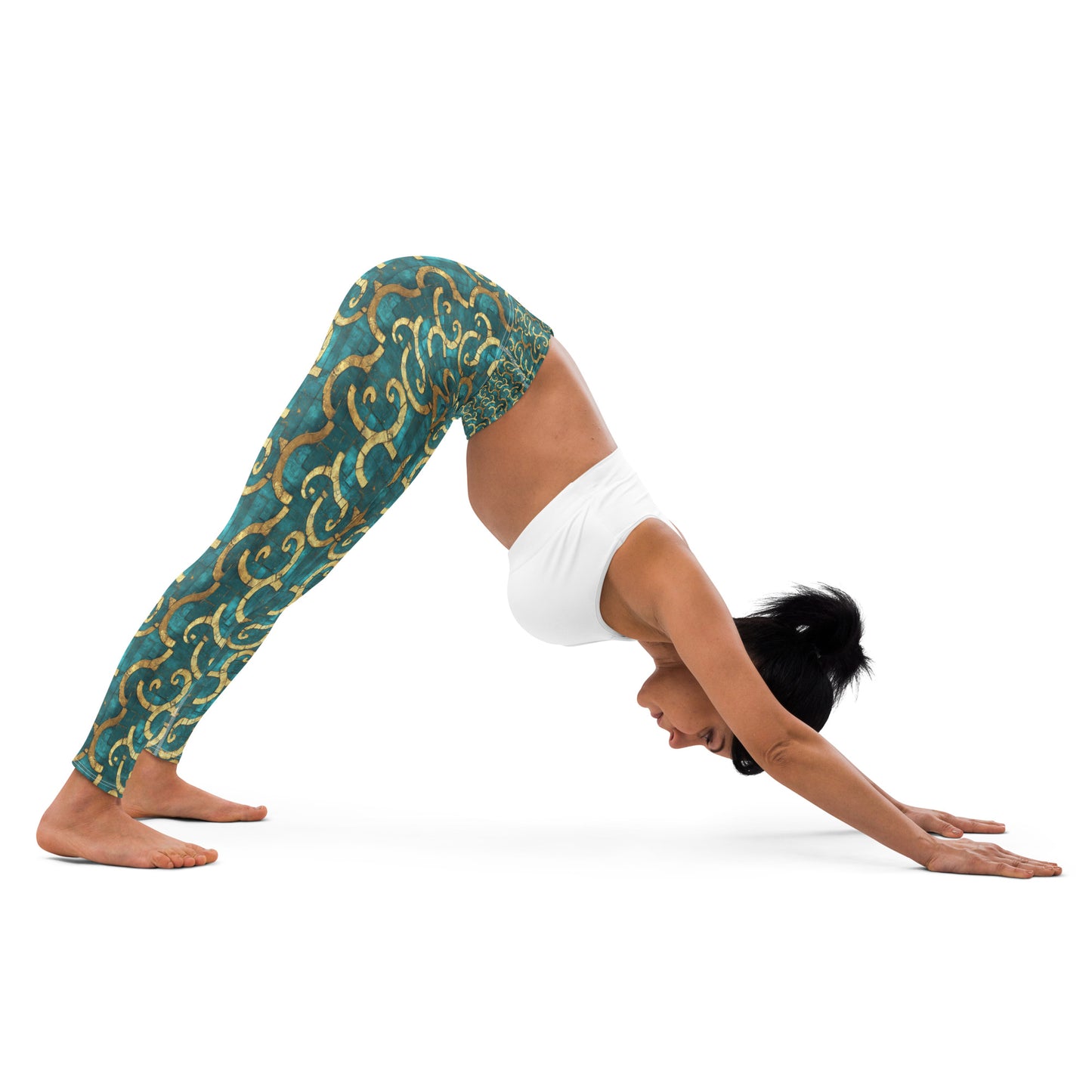 Grecian Turquoise and Gold - Yoga Leggings