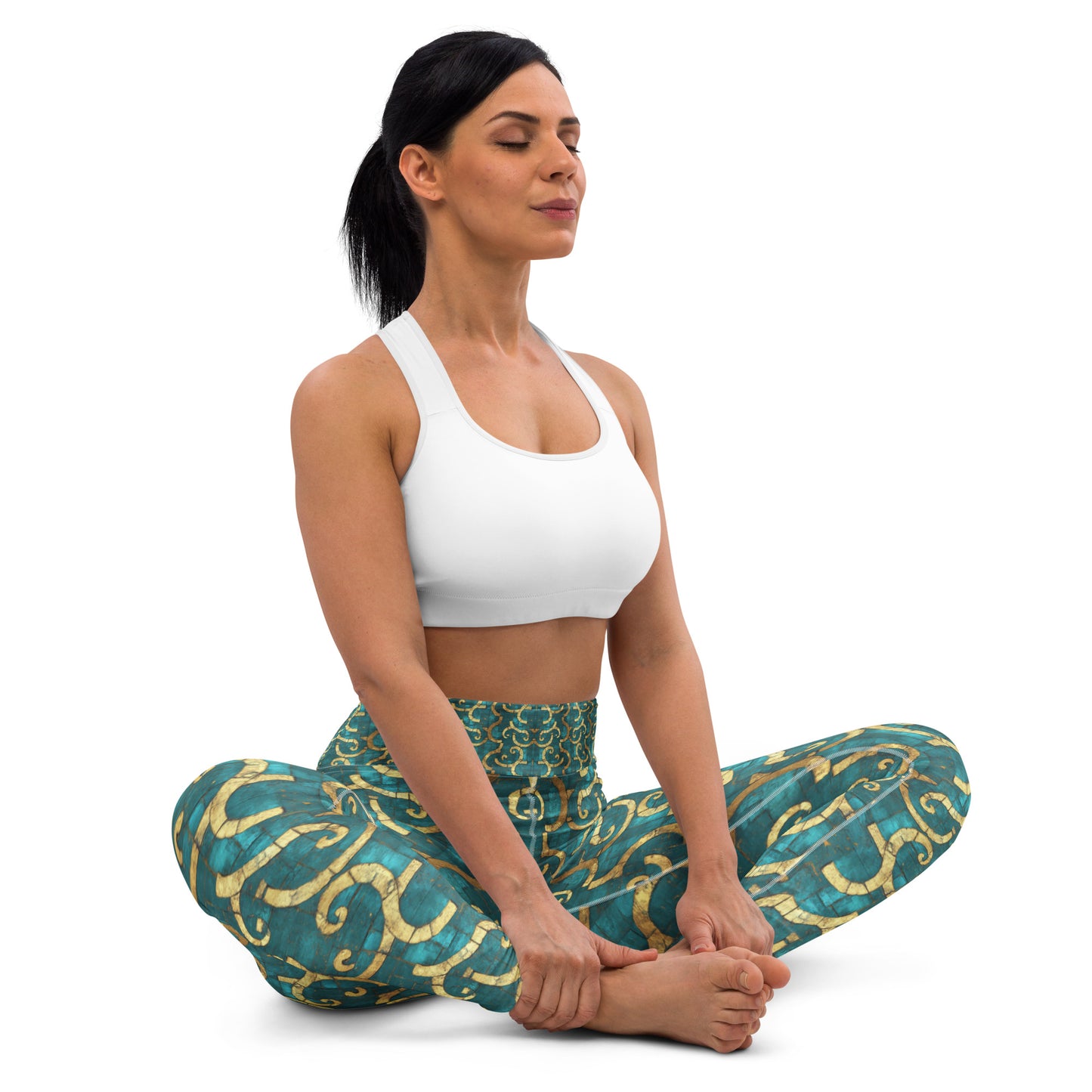 Grecian Turquoise and Gold - Yoga Leggings