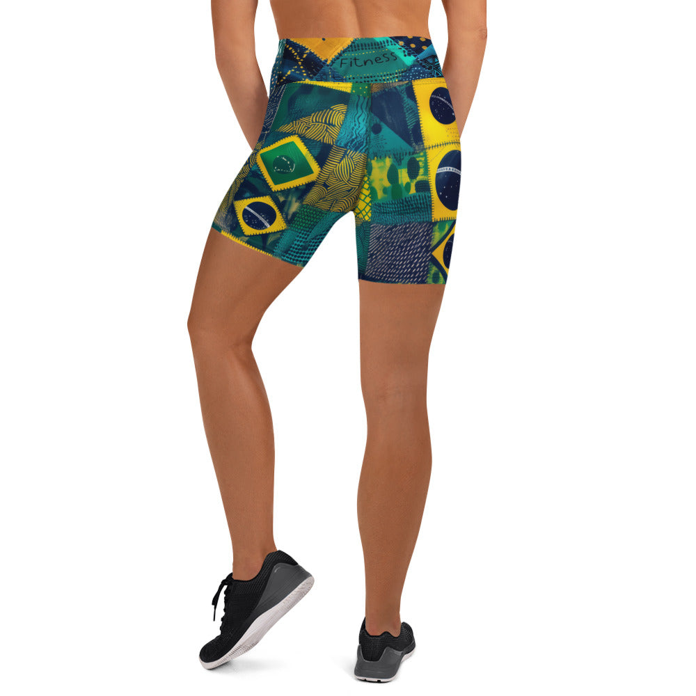 Yoga Shorts - Sashiko Brazil
