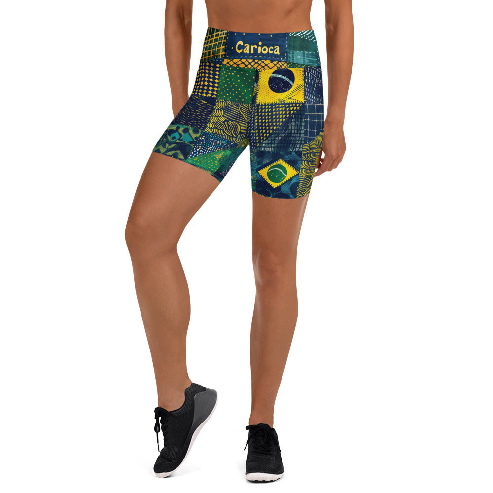 Yoga Shorts - Sashiko Brazil