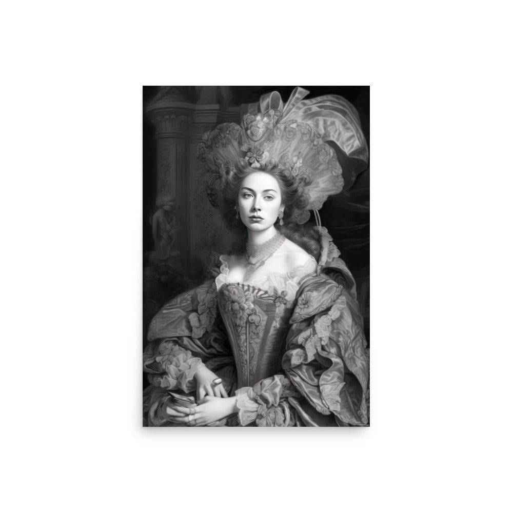 Rococo Lady in the style of a Pencil Drawing - Poster