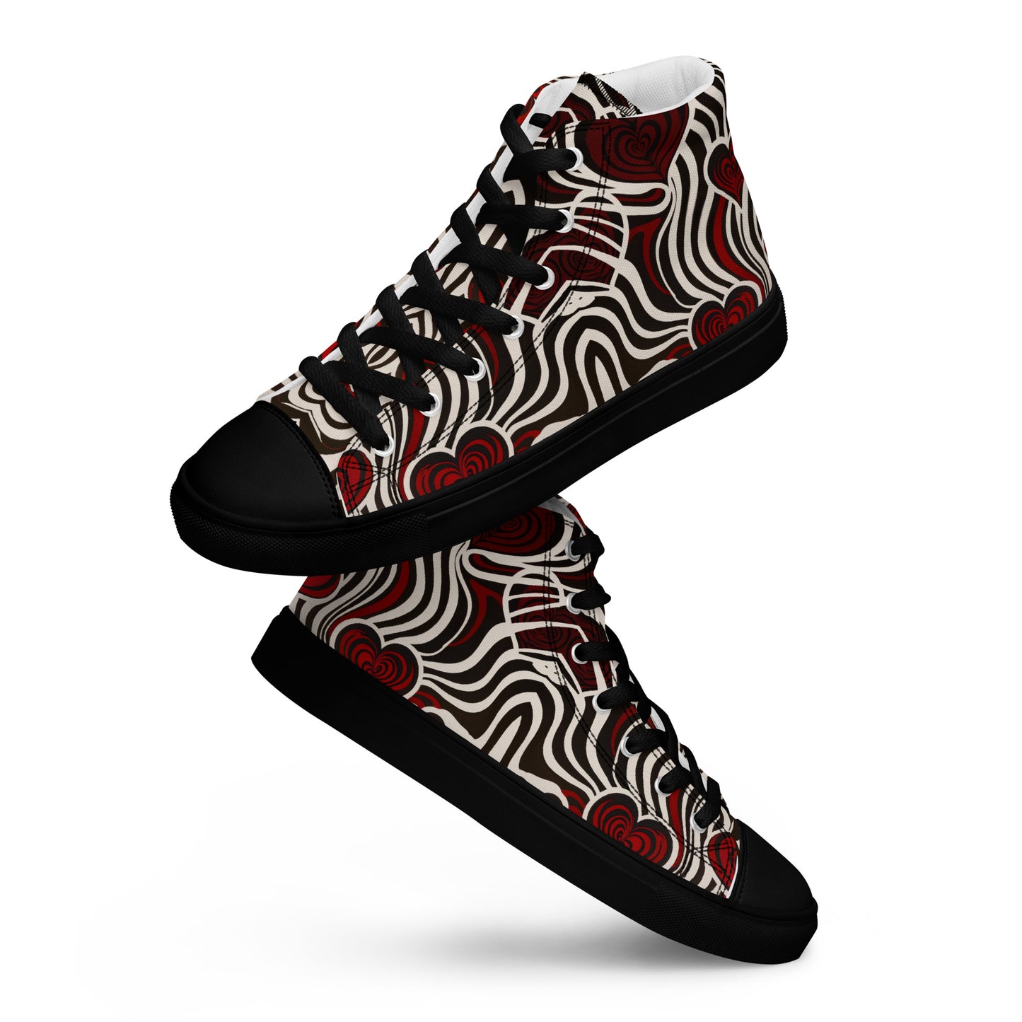 Hearts and Stripes - Women’s high top canvas shoes