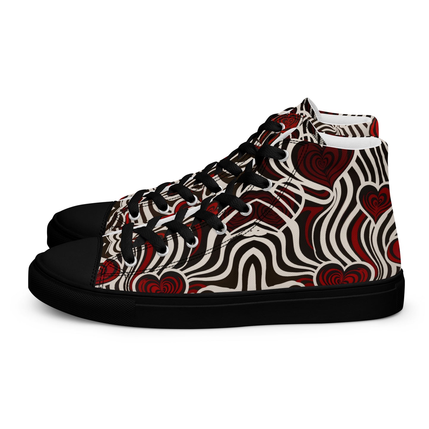 Hearts and Stripes - Women’s high top canvas shoes
