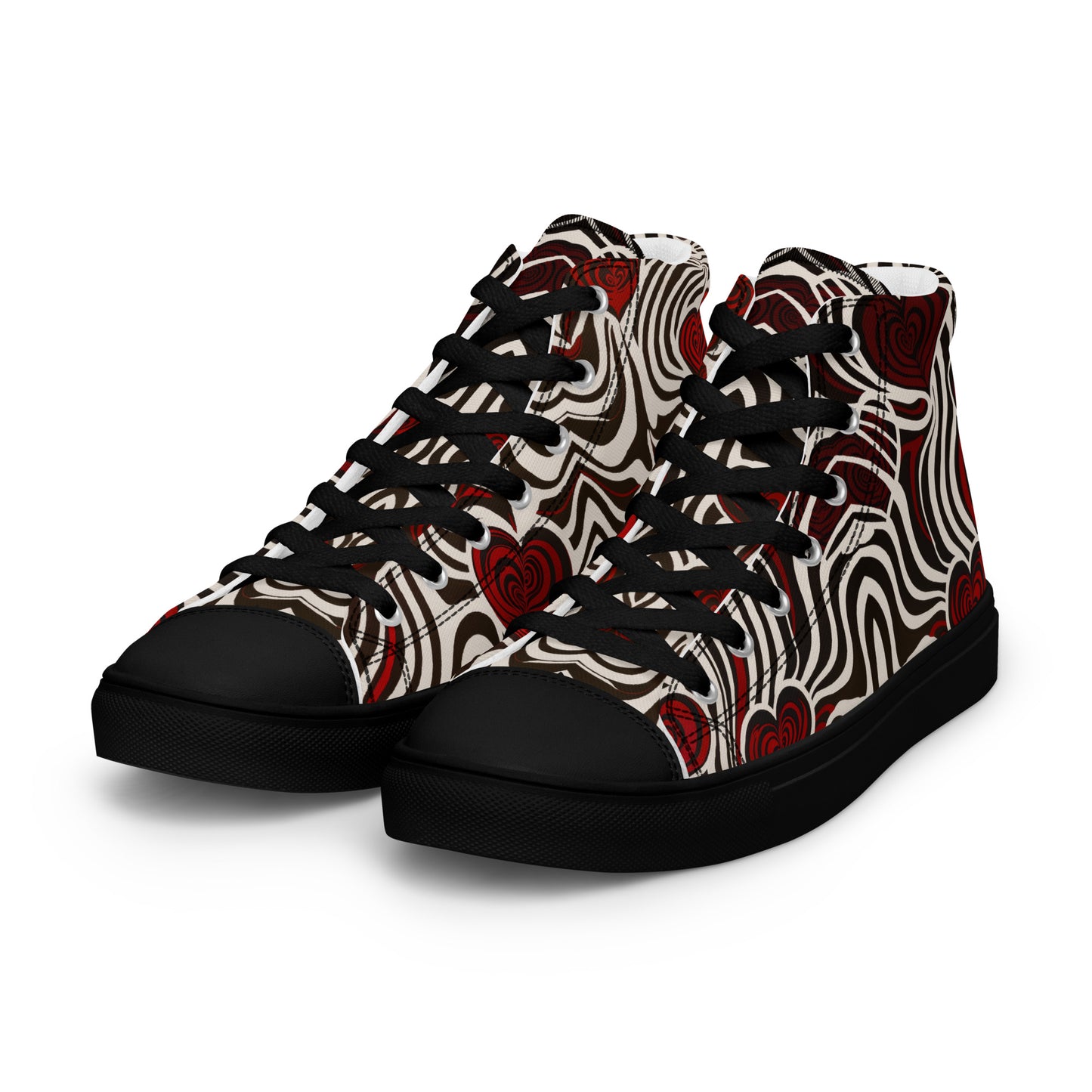 Hearts and Stripes - Women’s high top canvas shoes