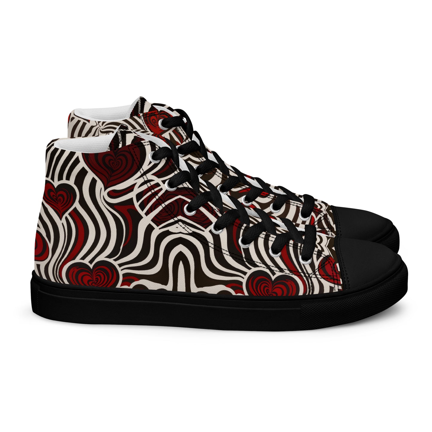 Hearts and Stripes - Women’s high top canvas shoes