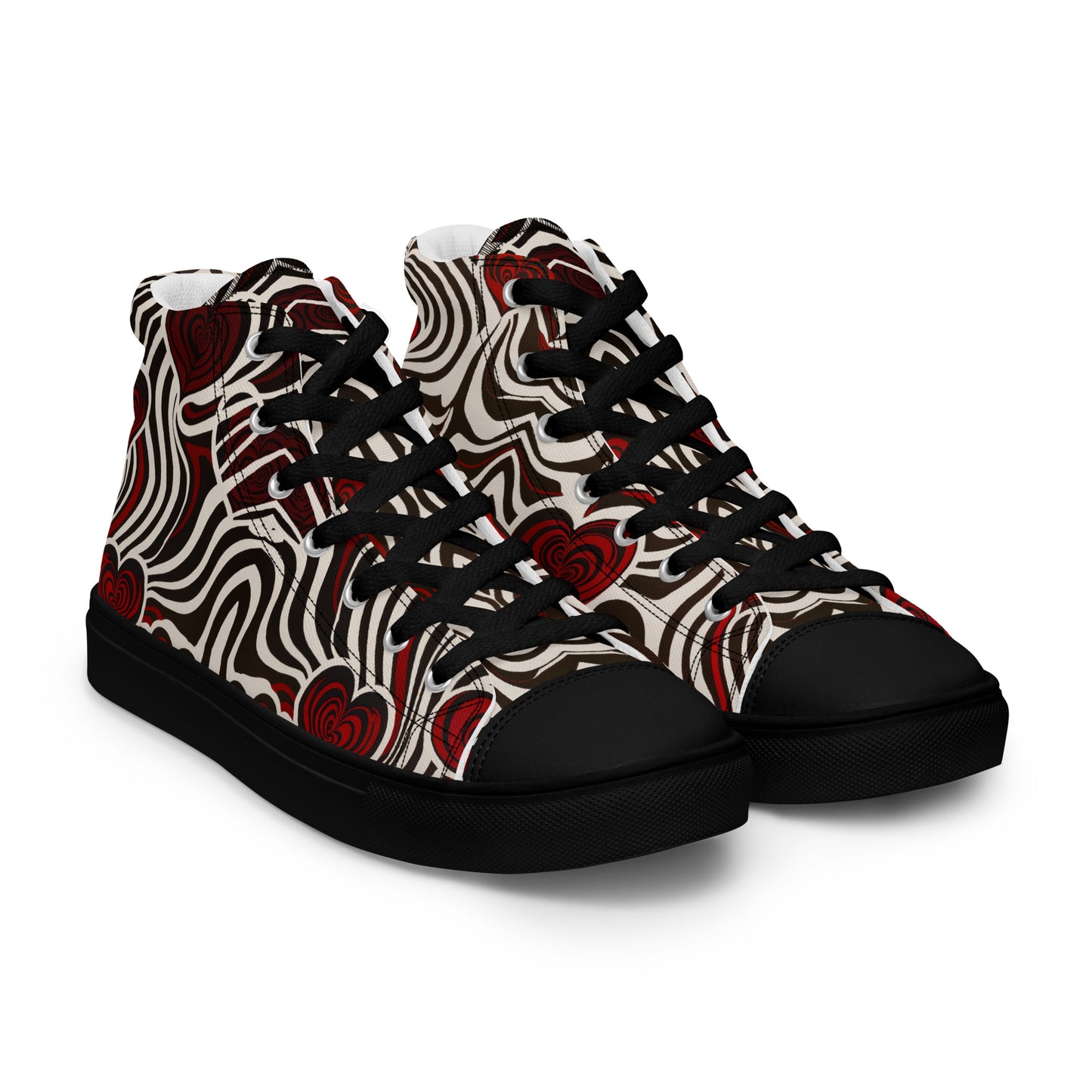 Hearts and Stripes - Women’s high top canvas shoes